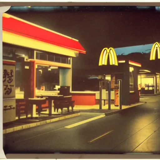 Prompt: atmospheric polaroid photograph of McDonalds restaurant in japan