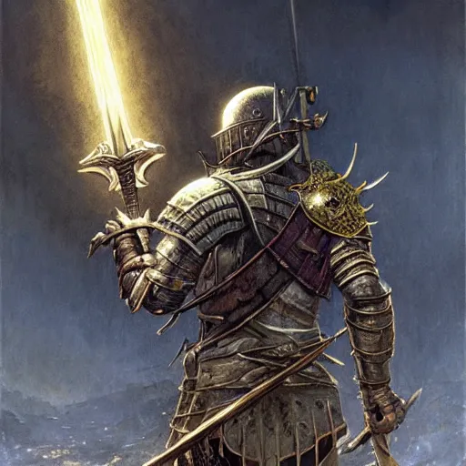 Image similar to the moonlight greatsword from dark souls, art by norman rockwell and donato giancola and greg rutkowski