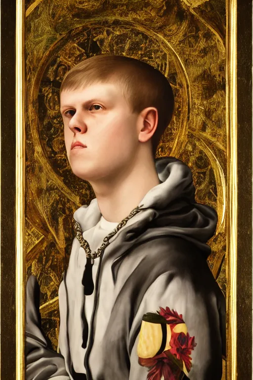 Image similar to portrait of yung lean renaissance style painting