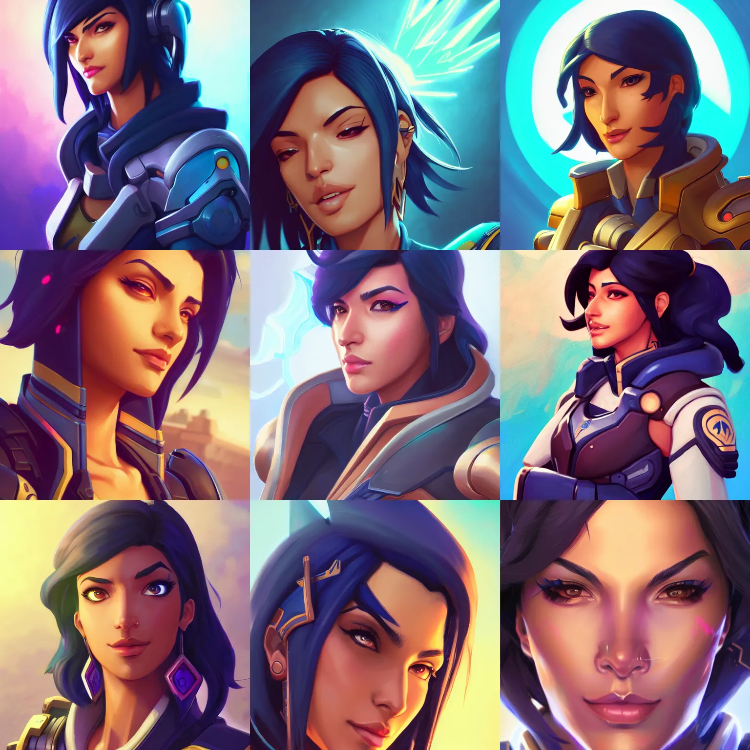 Prompt: a portrait of pharah from overwatch, closeup, art by lois van baarle and loish and ross tran and rossdraws and sam yang and samdoesarts and artgerm and saruei and disney, digital art, highly detailed, intricate, sharp focus, trending on artstation hq, deviantart, unreal engine 5, 4 k uhd image