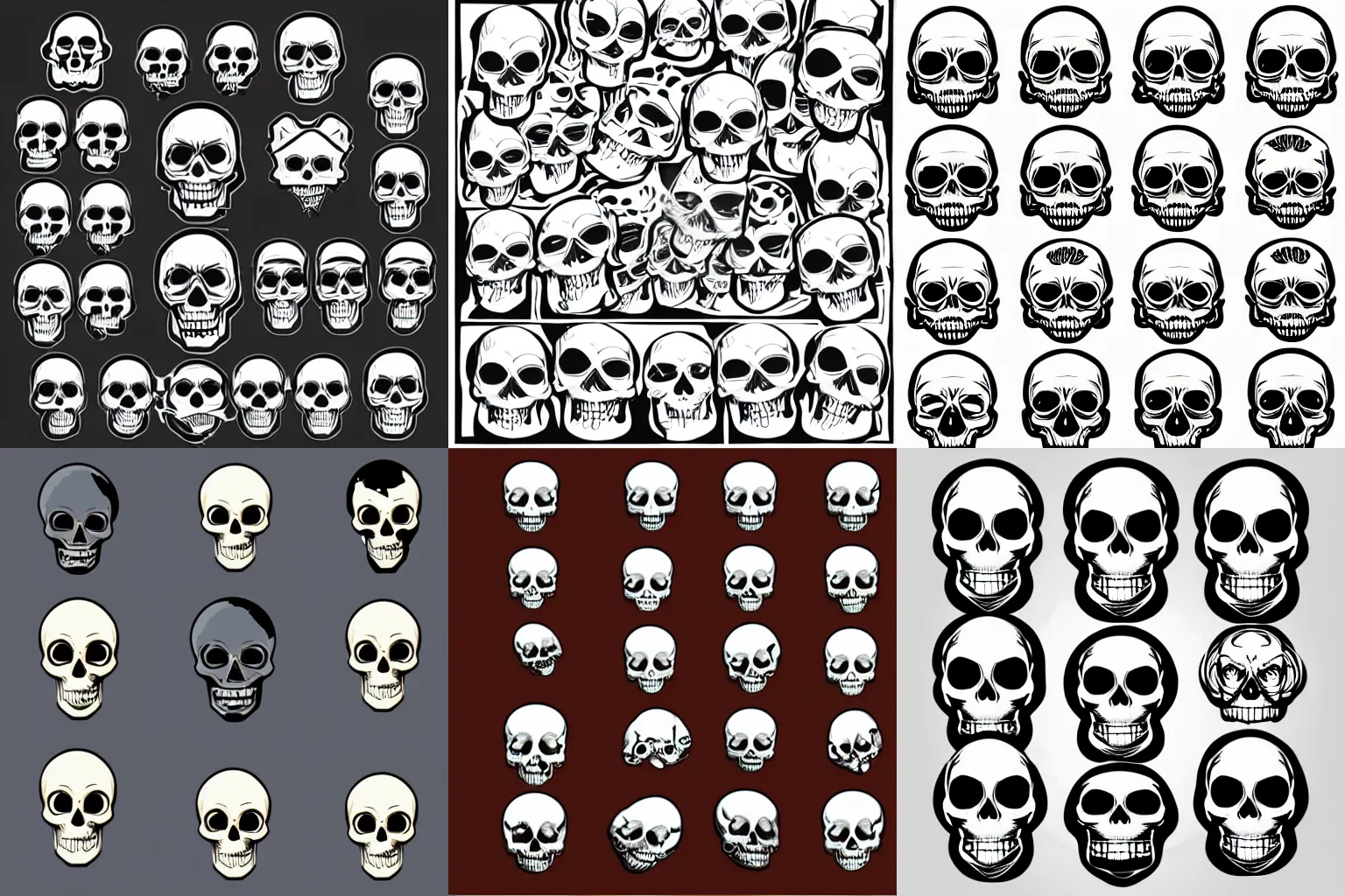 Prompt: digital grunge cartoon skull vector asset pack