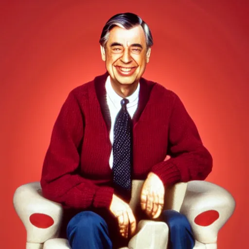 Image similar to mr rogers screaming and turning red from rage