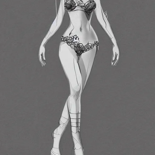 Prompt: a sketch drawing, brazilian carnival queen, full body by gabo mendoza, trending on artstation