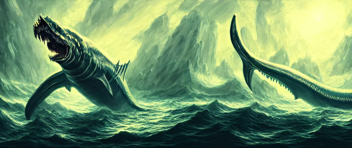 Image similar to hyperrealistic very intricate neo-gothic white leviathan eating the world digital painting concept art james white! cinematic dramatic yellow lighting low angle hd 8k sharp shallow depth of field