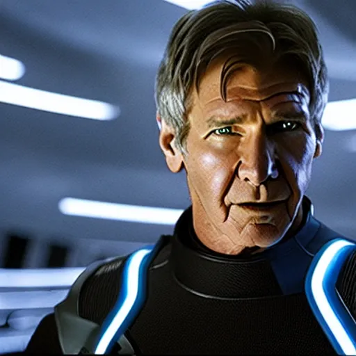 Image similar to film still of harrison ford in tron legacy ( 2 0 1 0 )