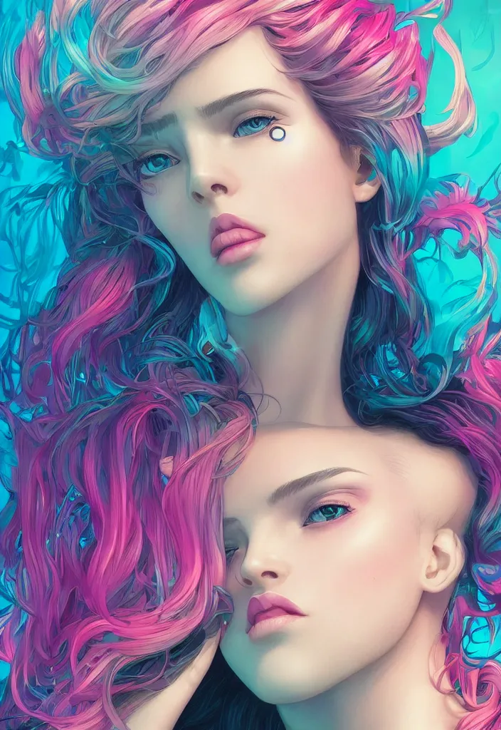 Prompt: sexy, beautiful, young woman, detailed gorgeous face, vaporwave aesthetic, synthwave, colorful, psychedelic, artstation, concept art, smooth, extremely sharp detail, finely tuned detail, ultra high definition, 8 k, unreal engine 5, ultra sharp focus, illustration, art by artgerm mary dimova, jim lee, greg rutkowski and alphonse mucha