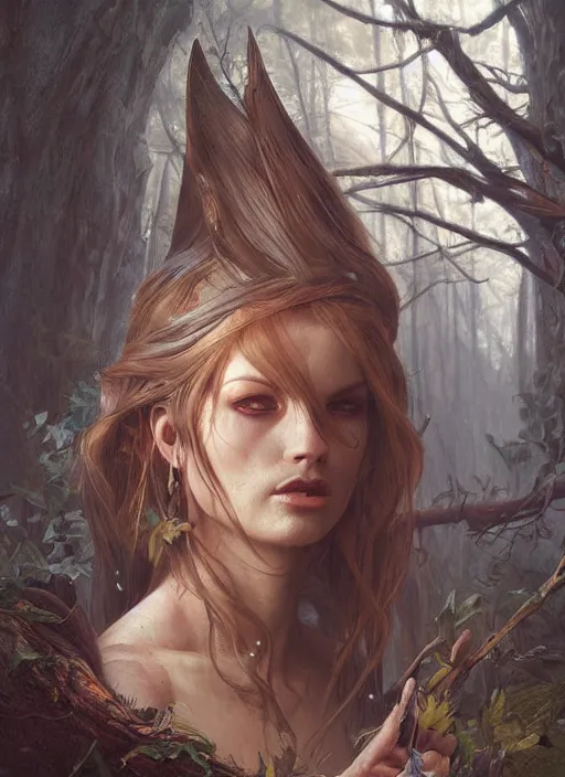 Image similar to digital _ painting _ of _ forest witch _ by _ filipe _ pagliuso _ and _ justin _ gerard _ symmetric _ fantasy _ highly _ detailed _ realistic _ intricate _ port