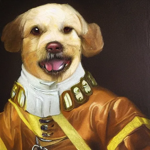 Image similar to an oil painting of dog general in the style of Rubens
