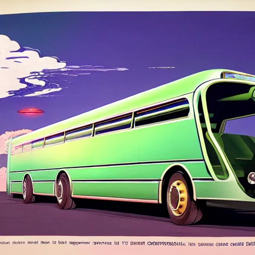 Prompt: concept art for a bus that releases green clouds of poisonous gas, painted by syd mead, high quality