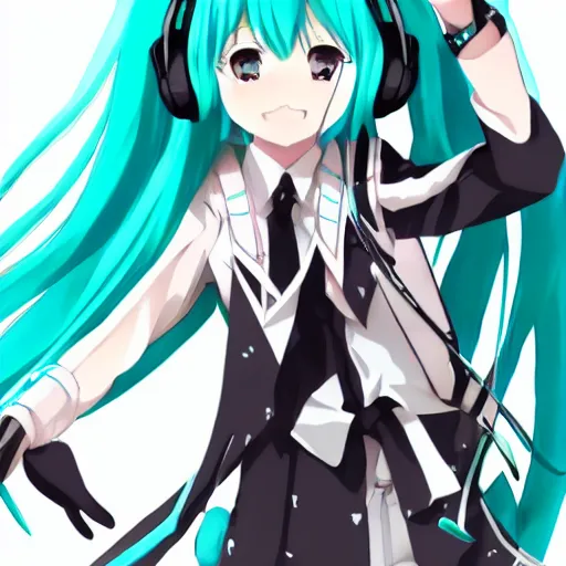 Prompt: Hatsune Miku, anime, official artwork, digital art, music, headphones, DanbooruDatabase