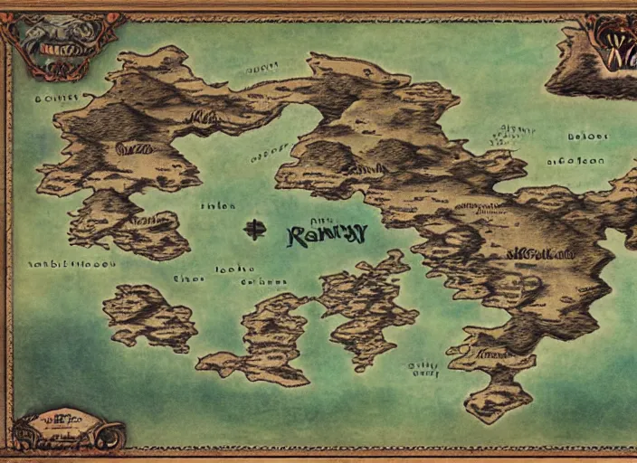 Image similar to dramatic map over fantasy world