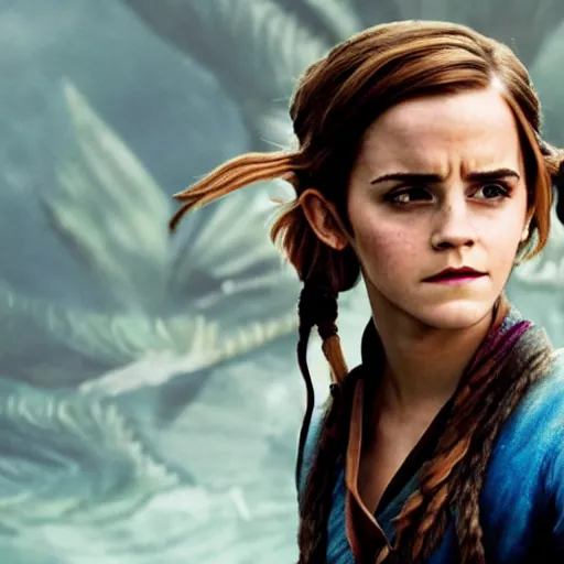 Prompt: Still of Emma Watson characterized as an Avatar movie