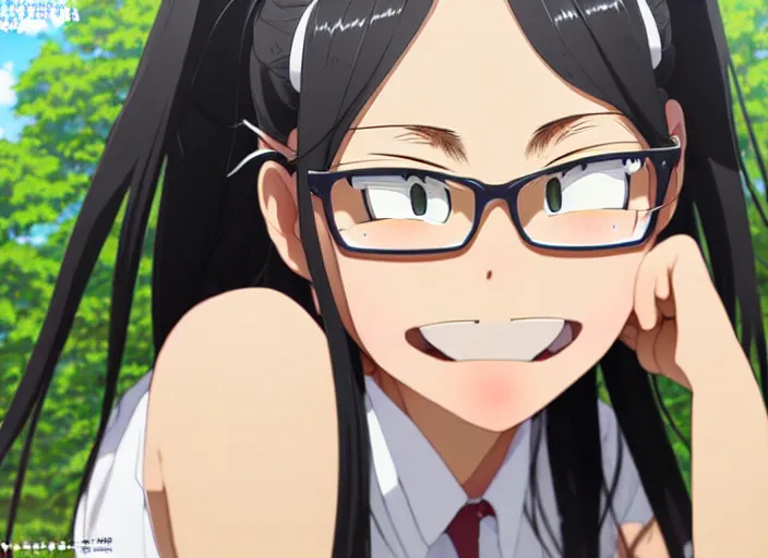 Prompt: an illustration of nagatoro - san, finely detailed features, closeup at the face, perfect art, at a festival, teasing and bullying, trending on pixiv fanbox, illustrated by nanashi, yuichi kato, take, studio ghibli, shinichi fukuda