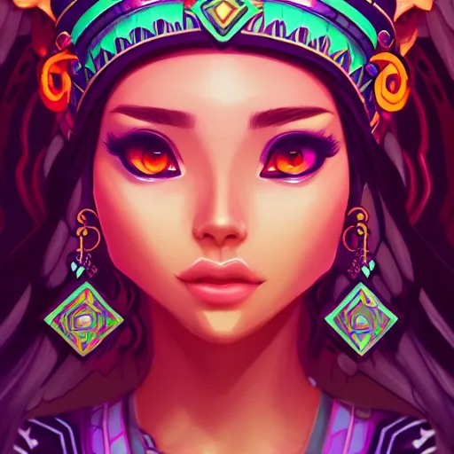 Image similar to a portrait of a beautiful aztec queen, art by lois van baarle and loish and ross tran and rossdraws and sam yang and samdoesarts and artgerm and saruei, digital art, highly detailed, intricate, sharp focus, Trending on Artstation HQ, deviantart, unreal engine 5, 4K UHD image