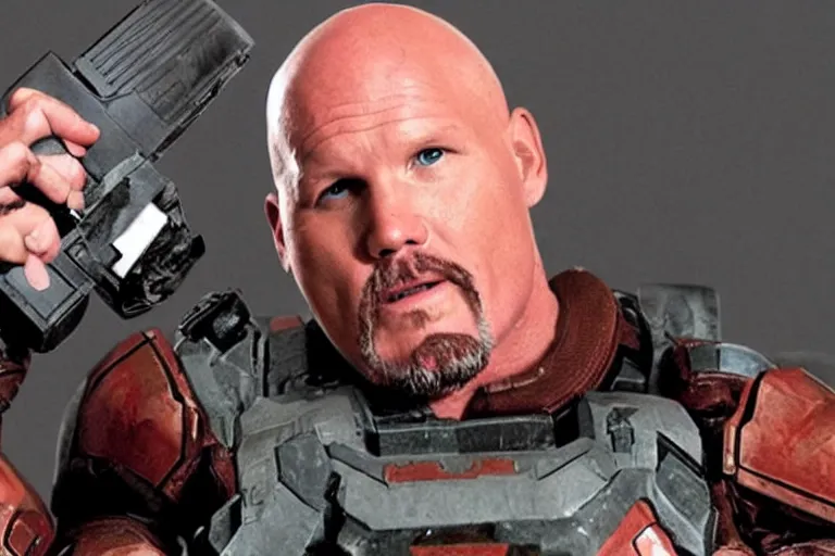 Image similar to Stone Cold Steve Austin as doom guy