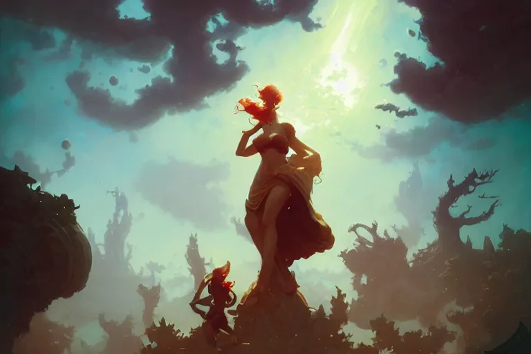 Image similar to The Lucid Dreaming Book, by Peter Mohrbacher and Andreas Rocha and Craig Mullins
