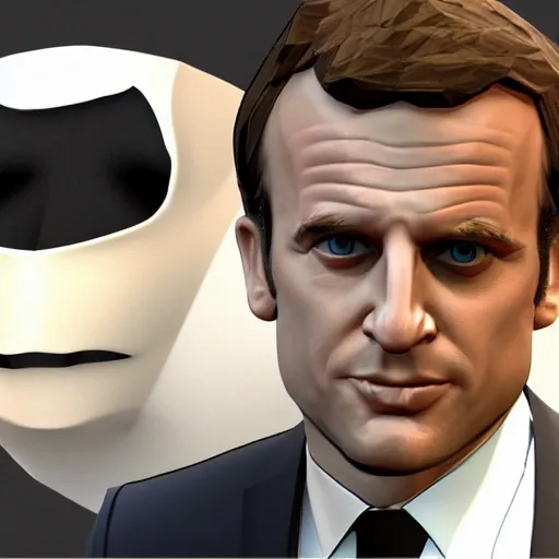 Prompt: Very bad and ugly 3D render Emmanuel Macron, low-poly, ps2 videogame