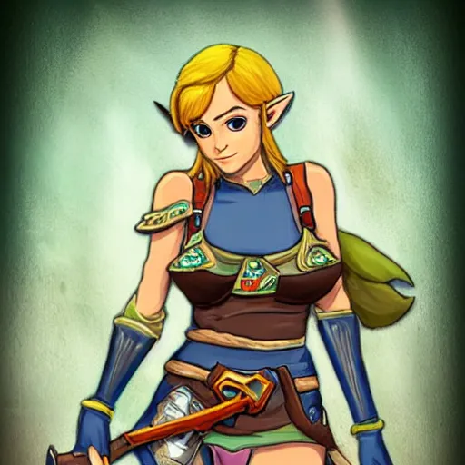 Prompt: Zelda hot babe omg in the style of legends of Zelda