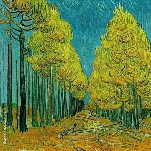 Prompt: beautiful scandinavian woods by vincent van gogh