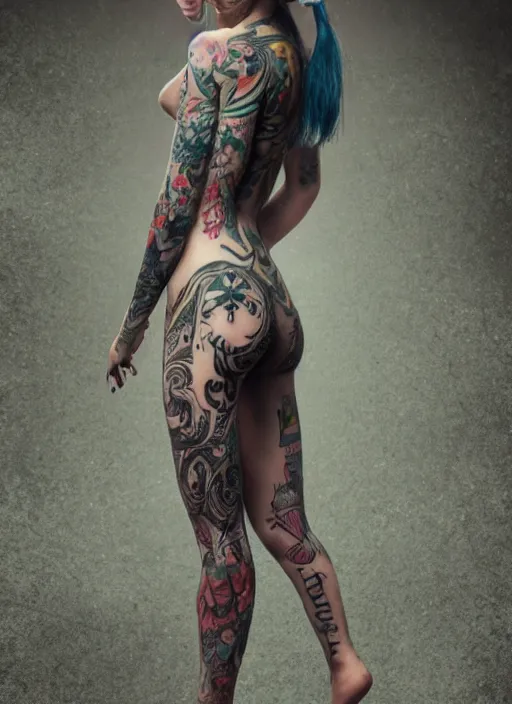 Prompt: photo of a girl elf with mystical tatoos, full body, insanely detailed, unreal render, warm light, barefoot