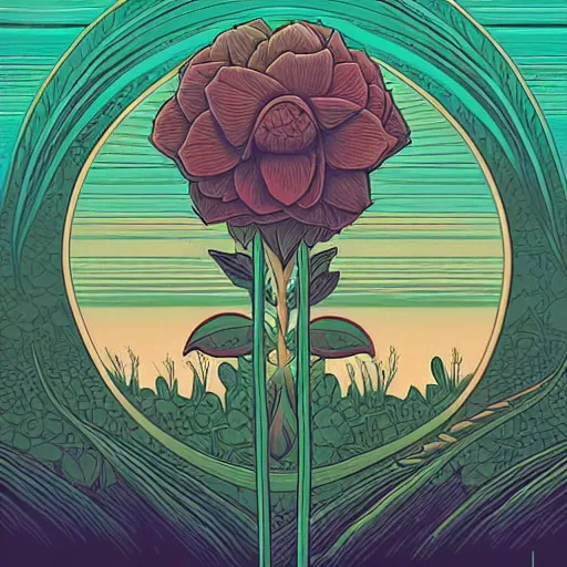 Prompt: earthy, minimal, abstract, flower, pastel and neutral colors, inner glow, art by dan mumford and justin gerard