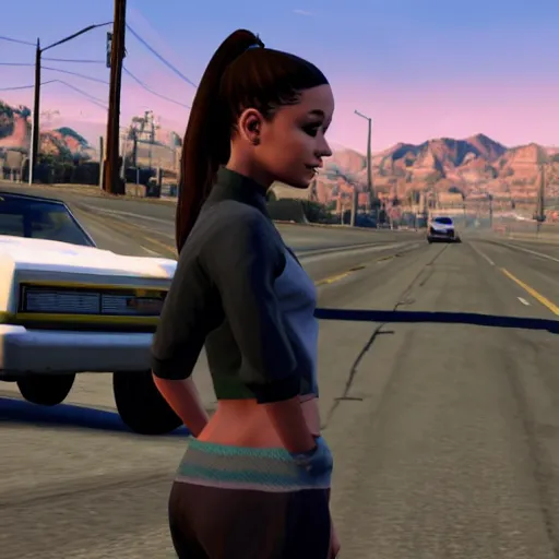 Prompt: ariana grande in gta v screenshot