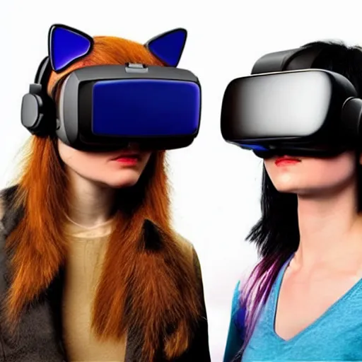 Prompt: cyberpunk kittens wearing vr headsets