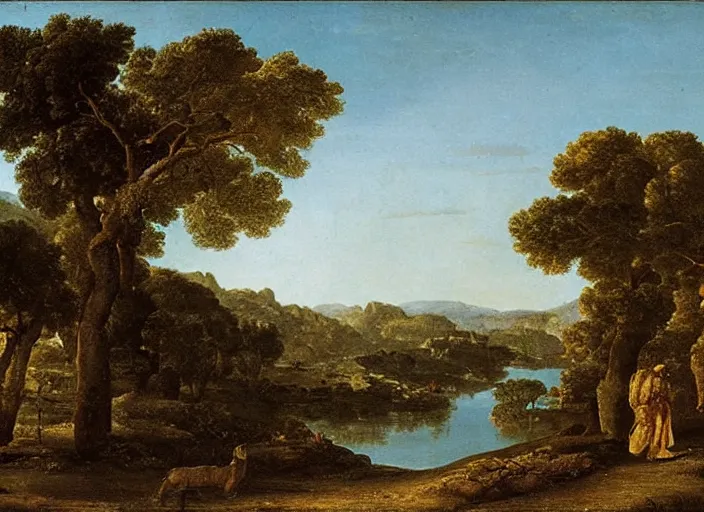 Image similar to highly detailed landscape of the african velt, beautiful, bright atmosphere : claude lorrain