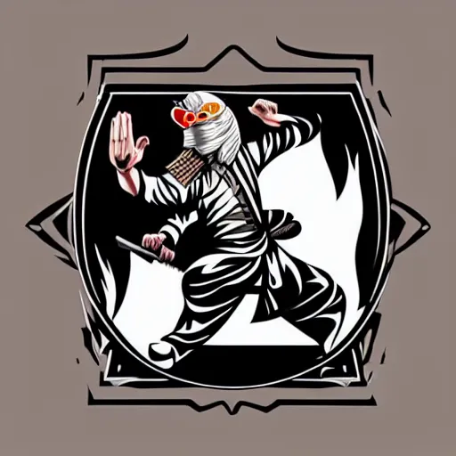 Image similar to kung fu warlord, digital art, iconic icon, 2 d vector logo, cartoon, t - shirt design