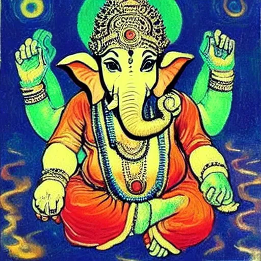 Image similar to hindu god ganesha painted by van gogh