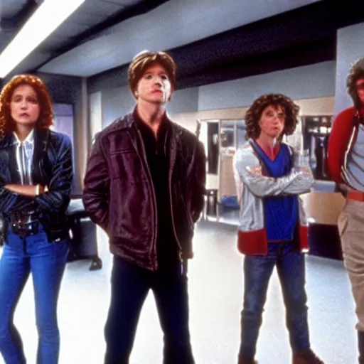 Prompt: still movie frame of the breakfast club but with the avengers. highly detailed. studio lighting.