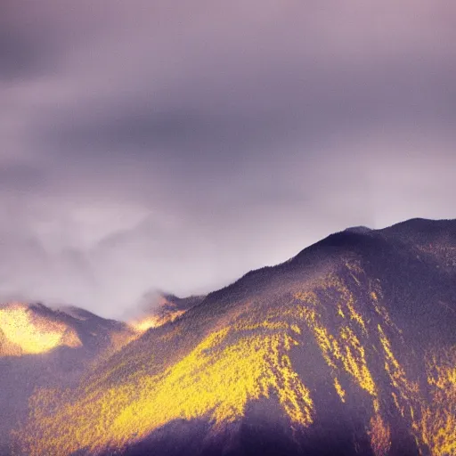 Image similar to mountains made of light under a bright cloudy sky, grainy photograph