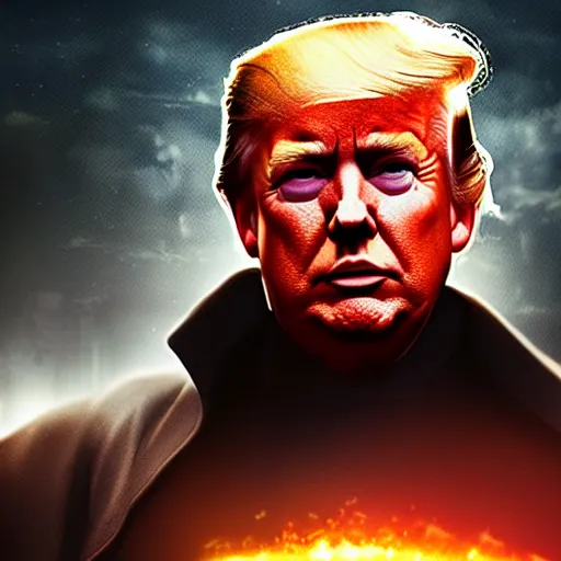 Image similar to a matte painting of Donald Trump as a jedi hero, marvel cinematic universe concept art, good value control, concept art, digital painting, sharp focus, symmetrical, 4k, illustration, rule of thirds, sci-fi, elden ring, centered, moody colors, moody lighting, atmospheric