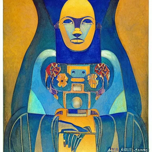 Prompt: the little robot queen in her regalia, by annie swynnerton and diego rivera and nicholas roerich, symbolist, dramatic lighting, elaborate geometric ornament, art brut, smooth, sharp focus, extremely detailed, leo and diane dillon, adolf wolfli, soft pastel colors