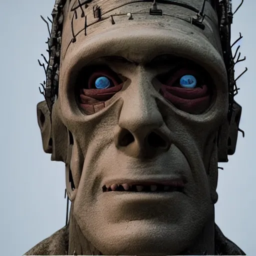 Image similar to a frankenstein monster made out of mechanical parts, 8 k, shallow depth of field, 8 k, ultra high detail, concept art,
