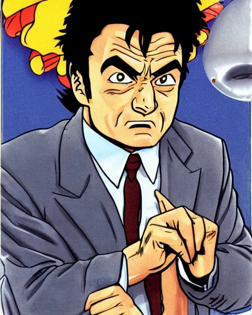 Prompt: an illustration of peter falk\'s detective columbo by akira toriyama, in the style of dragonball Z, sharp detail, HQ scan