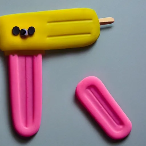 Prompt: a popsicle, shaped like spongebob