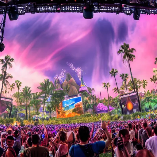 Image similar to A donkey DJ is shown on a giant screen at tomorrowland, 8k