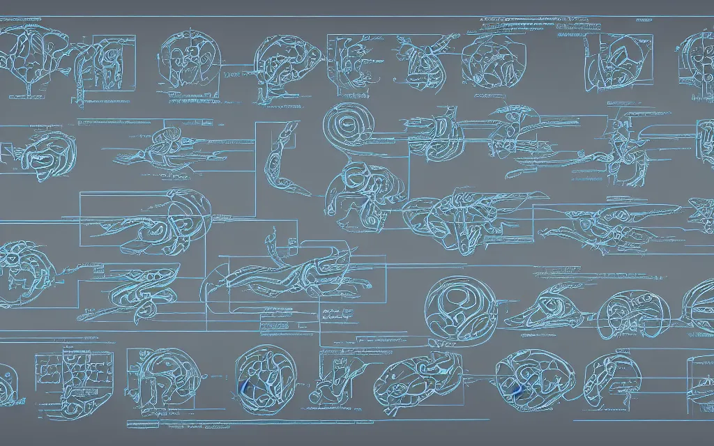 Image similar to alien glyphs hierarchical outline diagram by jayden hansen, well designed futuristic software user interface for movie, great composition and information design, concept art, cinematic, trending on artstation, 4 k