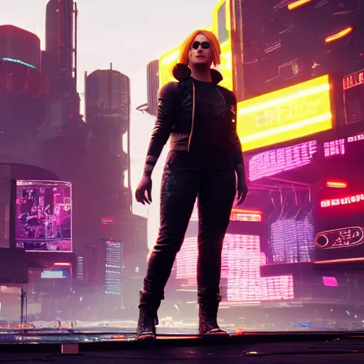 Image similar to an in-game screenshot of Adele in Cyberpunk 2077