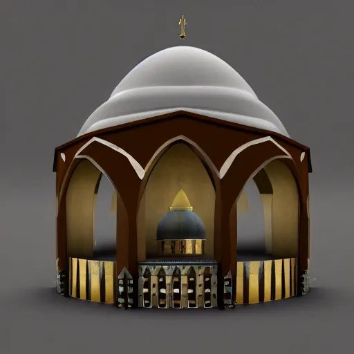 Prompt: bullet in the kremlin shape, dome form, digital art, 3 d high details render, unreal