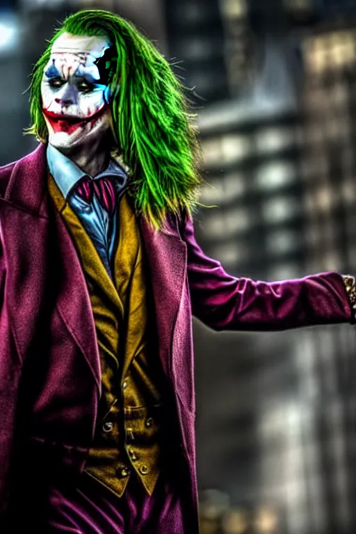 Image similar to jim carrey as the joker on new batman movie, high resolution, photorealistic, smooth, details, 4 k, aesthetic lighting, baroque object, sharp focus, hyperdetailed object, professional photography, pullitzer winning, 8 0 0 mm photo by : canon eos 5 d mark iv, by karah mew and adnan abidi and jodie bateman