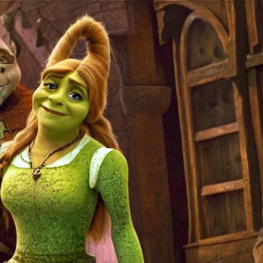 Image similar to A still of Emma Watson in Shrek movie