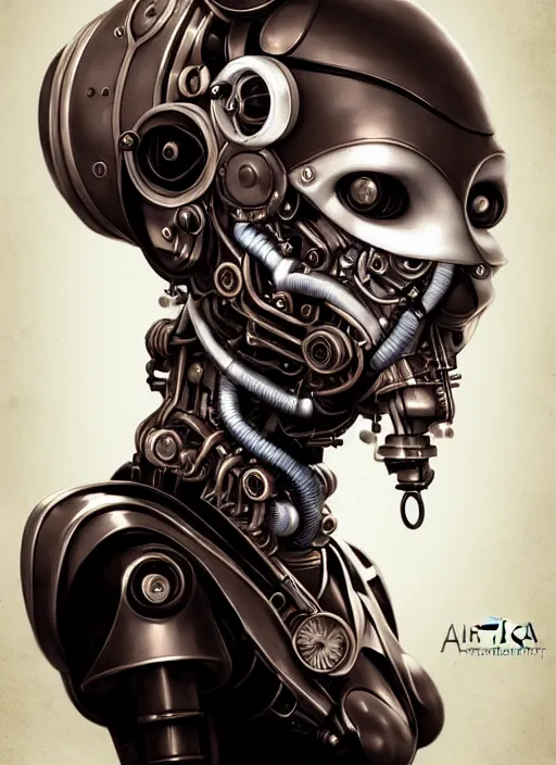 Prompt: portrait of a steampunkkkkk robot woman in 1810 by Artgerm, biomechanical, hyper detailled, trending on artstation