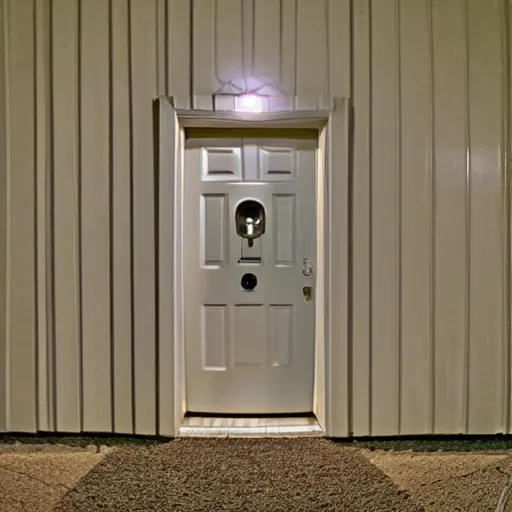 Prompt: walter white from the perspective of a ring doorbell camera, night, fisheye lens,