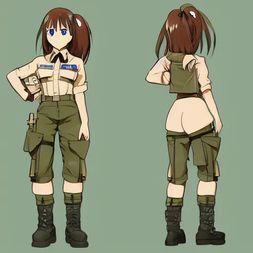 Image similar to anime girl wearing a us army corporal uniform