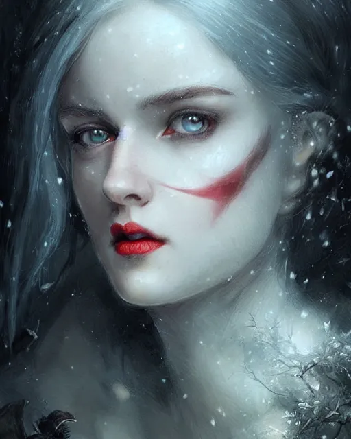 Image similar to snow white, hyper realistic face, beautiful eyes, fantasy art, in the style of greg rutkowski, intricate, hyper detailed, smooth