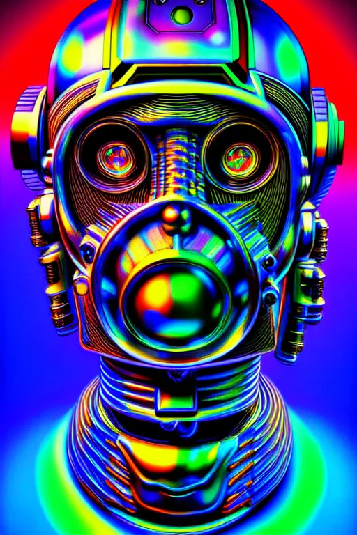 Prompt: maximalist overdetailed futuristic robot head portrait. lowbrow scifi artwork by kidsquidy ø - cult and subjekt zero. ray tracing hdr polished sharp in visionary psychedelic fineart style inspired by beastwreck jimbo phillips and salviadroid
