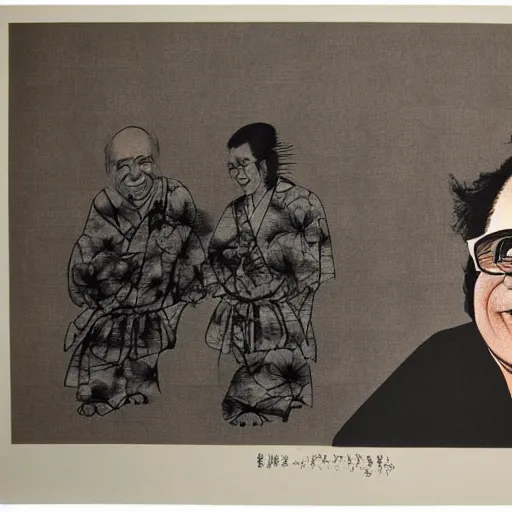 Image similar to danny devito japanese ink print