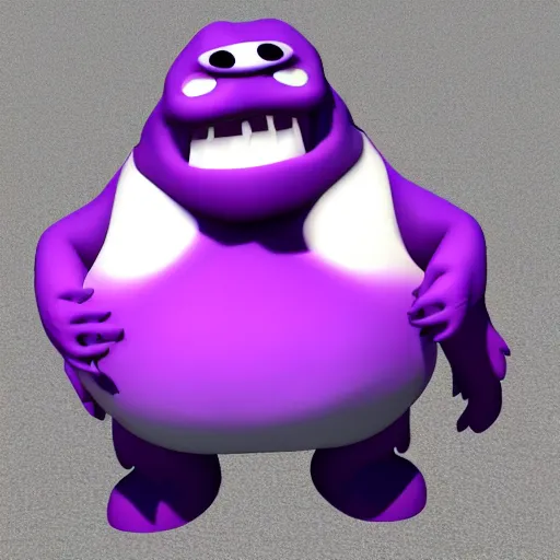 Prompt: big fat fluffy purple 3 d rendered monster
